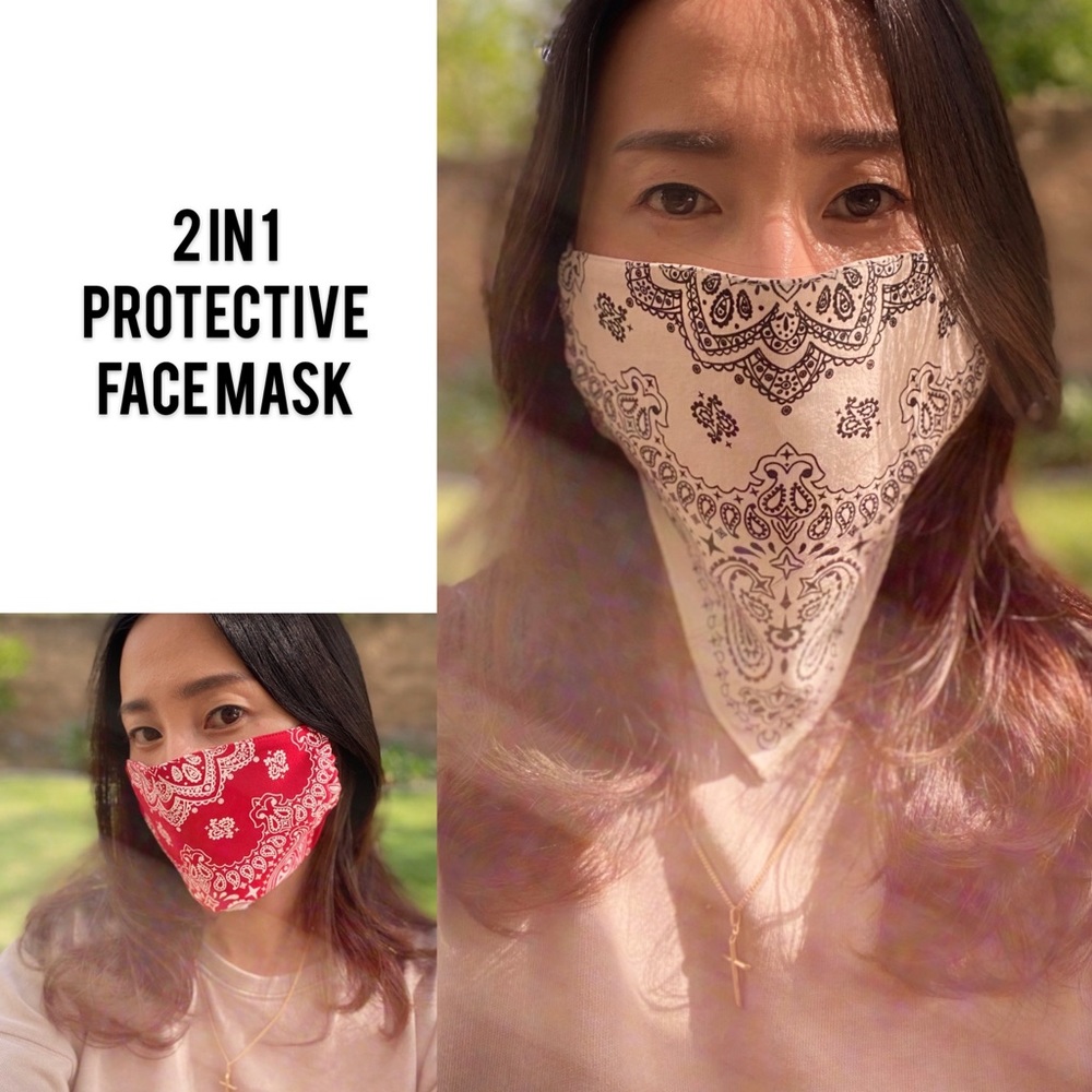 Unisex White Bandana Protective Face Mask